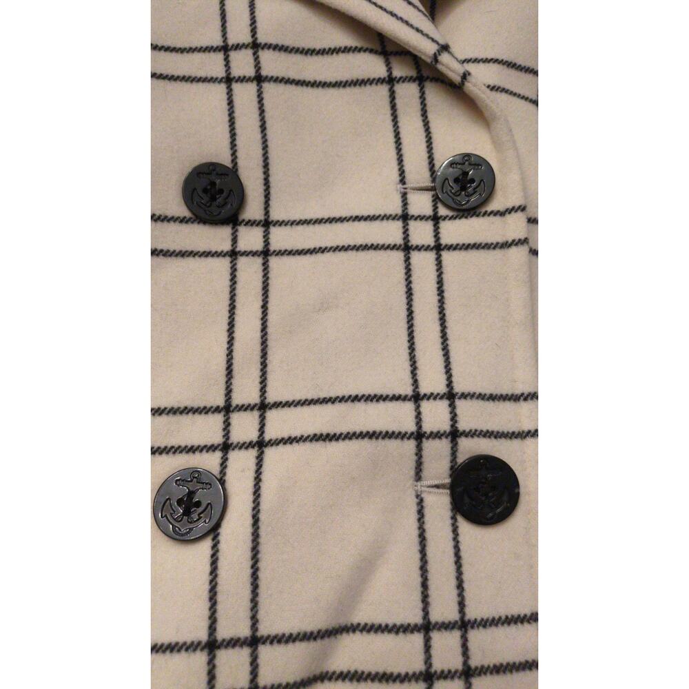 Eddie Bauer Womens Wool Peacoat Cream & Black Plaid, XXL Tall, Pockets, Classic - Picture 3 of 8
